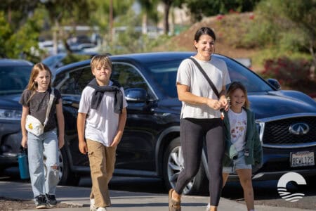 Family arriving at Canyon Springs Church for Sunday service.