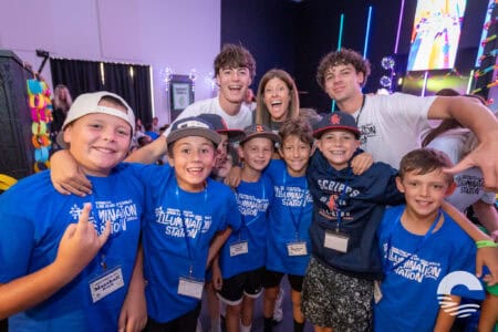 Youth group smiling at Canyon Springs Church event.