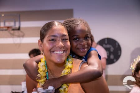 Happy woman and girl at Canyon Springs Church event.