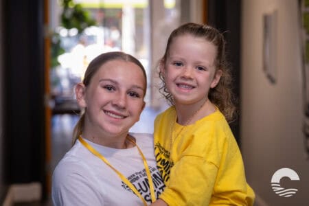 Young girl and woman smiling at Canyon Springs Church.