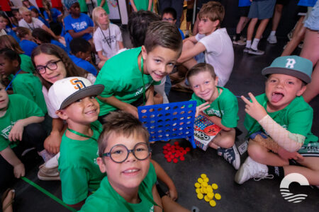 Children playing games at Canyon Springs Church kids event.