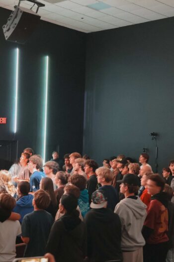 Large group of teenagers attending a youth event at Canyon Springs Church.