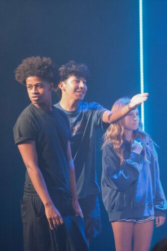 Young people participating in a church youth event at Canyon Springs Church, engaging in a community or faith-based activity. Youth group at Canyon Springs Church engaging in a community activity.